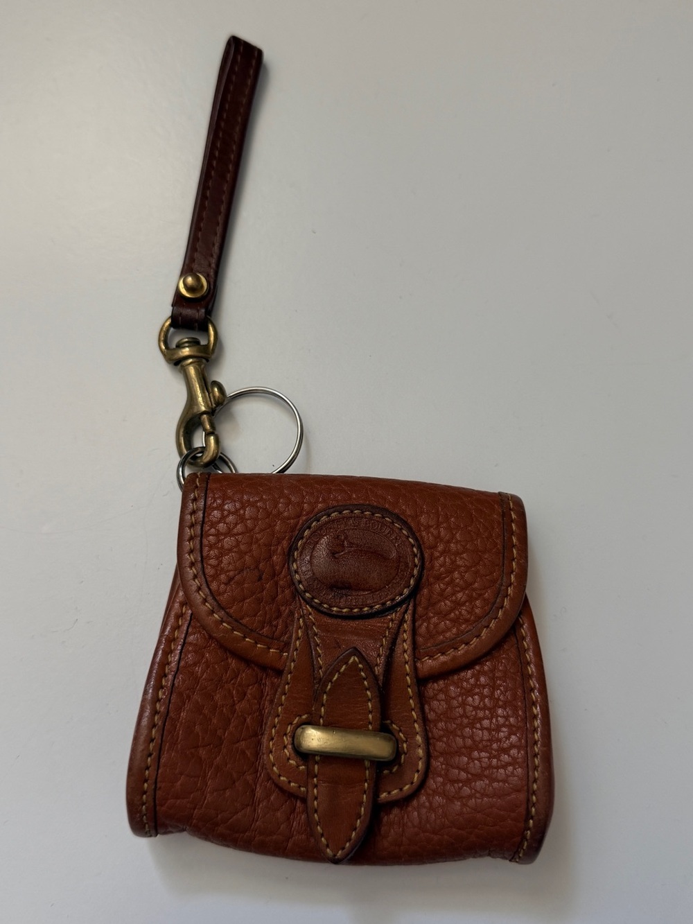 Vintage Dooney & Bourke Pebbled Leather Key Fob Wristlet Coin Pouch